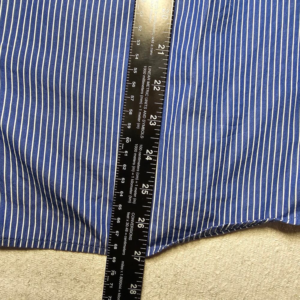 LRL Ralph Lauren Blue White XL Captain Button Up Blouse Striped Academia Preppy - Picture 8 of 12